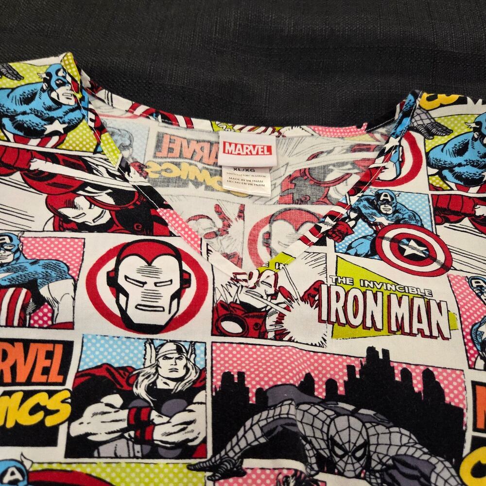 Set Of Two Marvel Avengers Medical Nursing Scrub Tops Womens Size XL - Picture 9 of 14